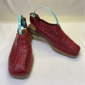 Vintage Beacon Euro Flex Huaraches Sandals Leather Red Mary Jane US Size 8